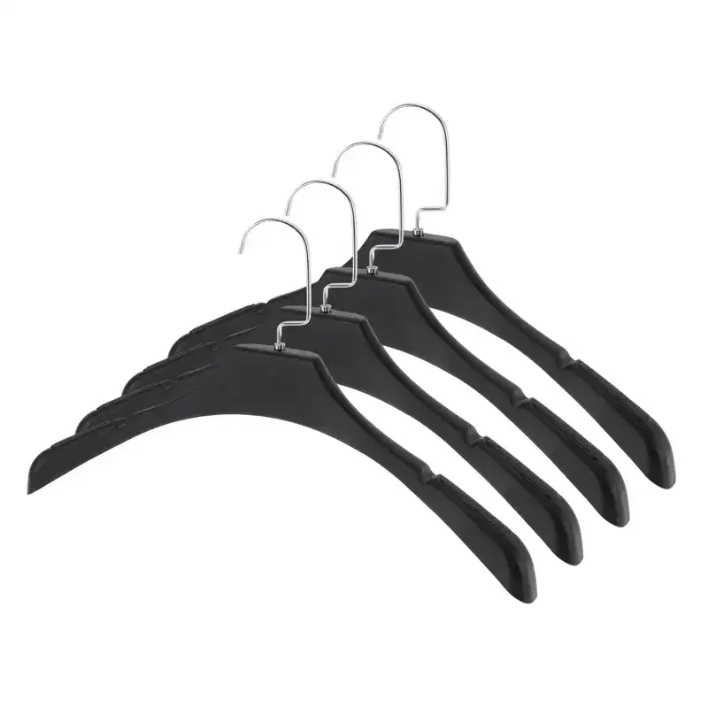 Unique Bargains Flat Hook Clothes Hanger Black 4 Pcs
