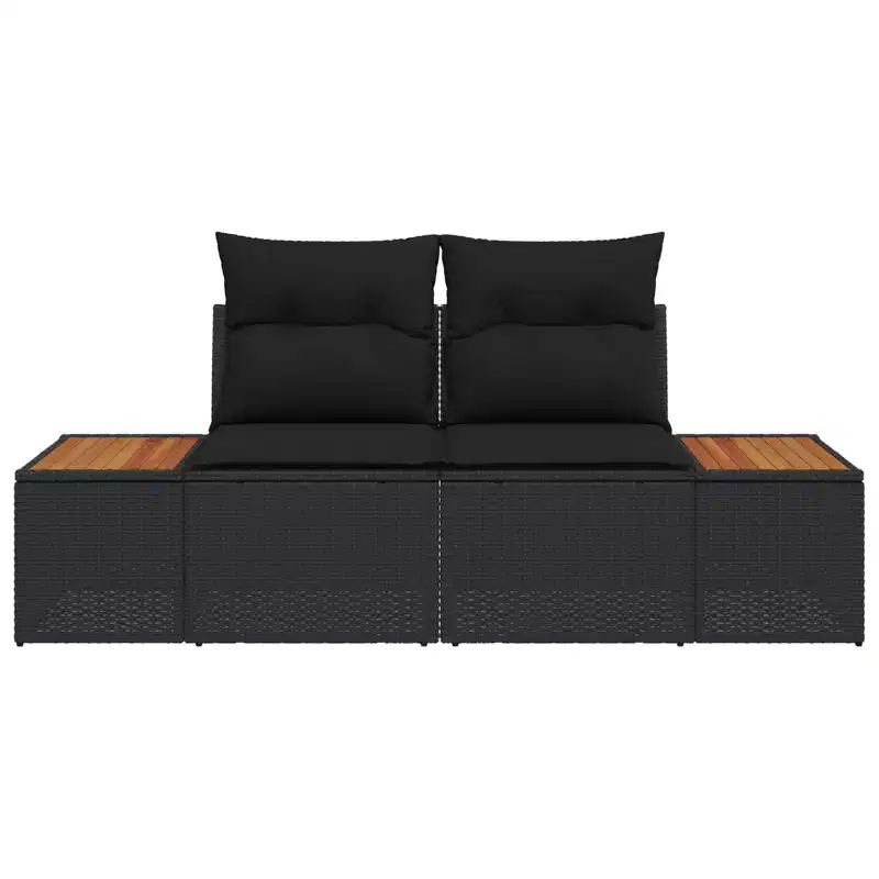 vidaXL Garden Sofa Black 184 x 62 x 85cm poly rattan