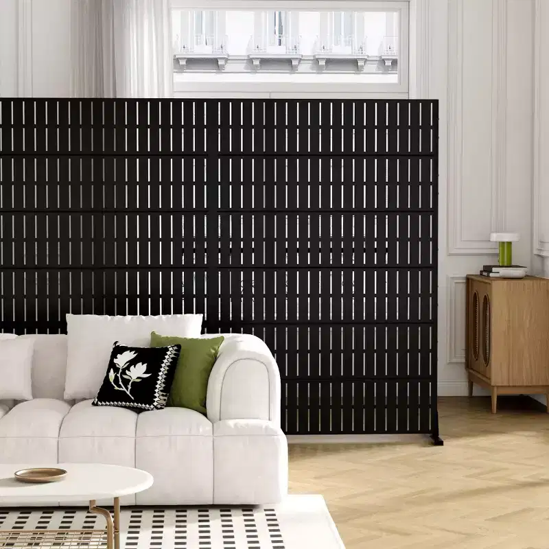 Black Galvanized Steel Fence Screen 183x120x41cm
