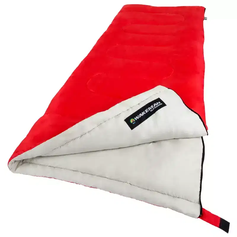 Sleeping Bag  2-Season with Carrying Bag for Adults and Kids  Spirit Lake Sleeping Bag for Camping and Festivals by Wakeman Outdoors (Red)