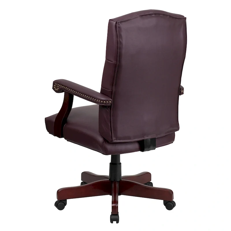 Burgundy LeatherSoft Executive Swivel Office Chair with Arms, 1-Person