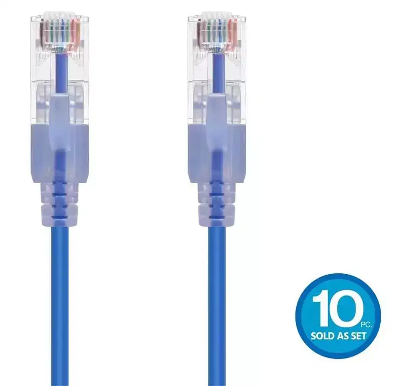 Monoprice Cat6A Ethernet Patch Cable - SlimRun, Snagless RJ45, 550MHz, UTP, Pure Bare Copper, 10G, 30AWG, 10-Pack, 4ft,