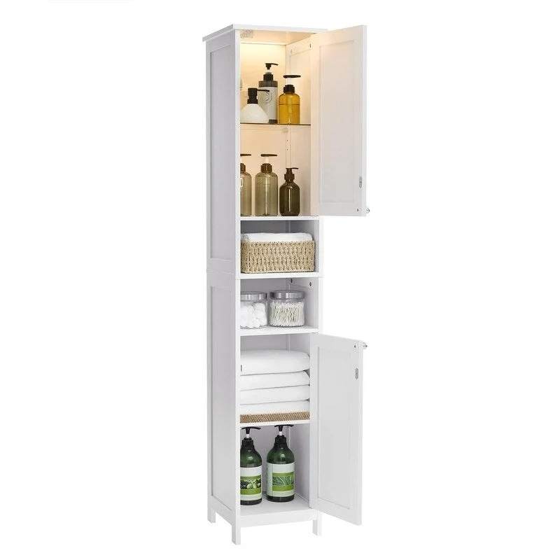 Tall Bathroom Storage Cabinet with Interior Light
