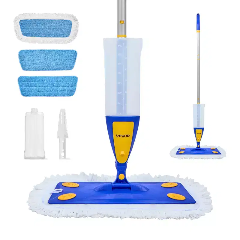 VEVOR Spray Mop, with 3 Washable Pads for Dry and Wet Floor Cleaning and a 27oz Refillable Water Tank, Microfiber Dust Wet Mop, Blue