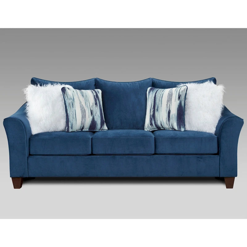 Roundhill Furniture Camero Fabric Pillowback 4-Piece Sofa Set in Navy Blue