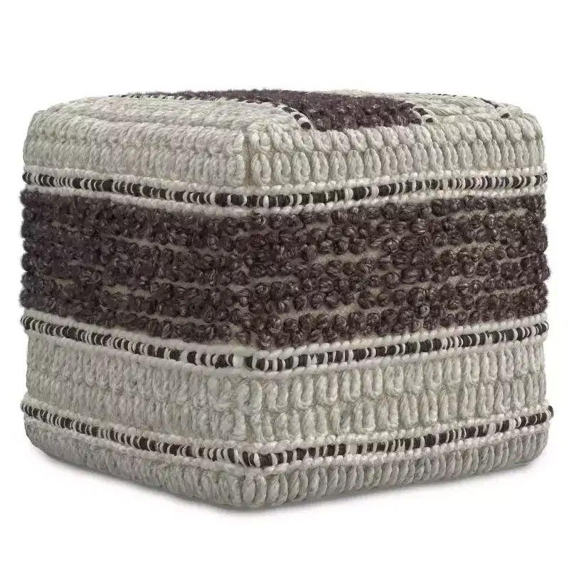 Magenta & Natural Square Pouf Ottoman 鈥?1-Seat