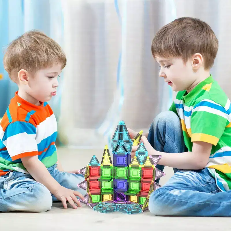 PICASSO-TILES Mini Magnetic Tiles for Kids with Storage Case, 41PCS STEM Educational Nano Building Blocks Toy for Kids Boys & Girls