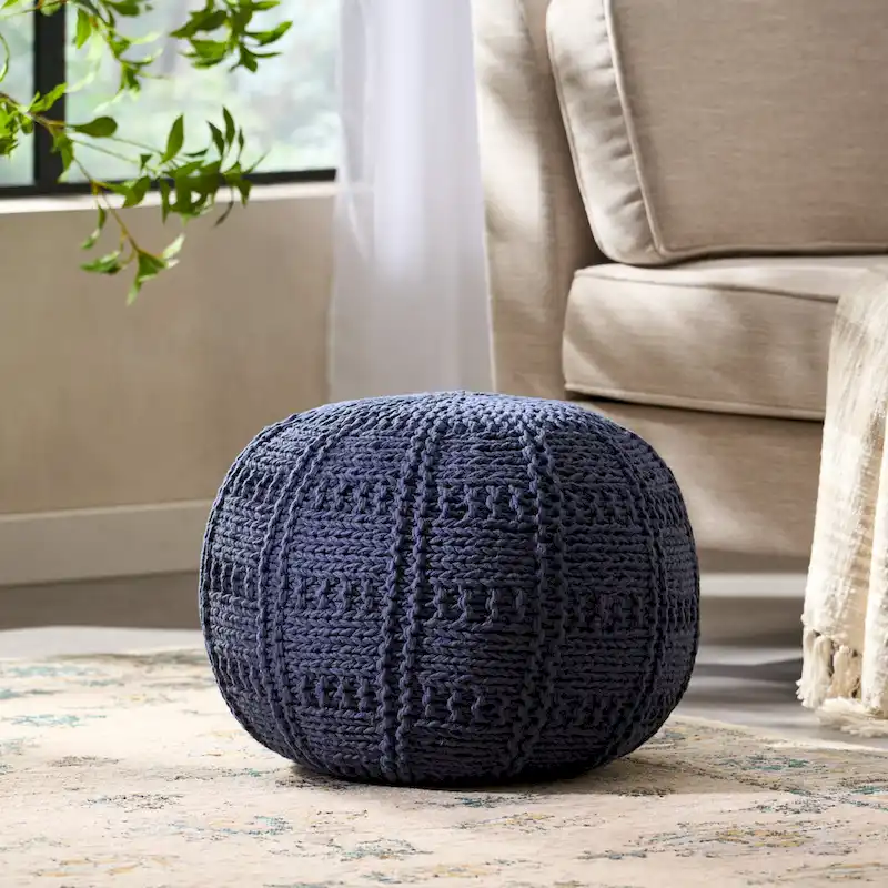 Yuny Handcrafted Modern Fabric Pouf by