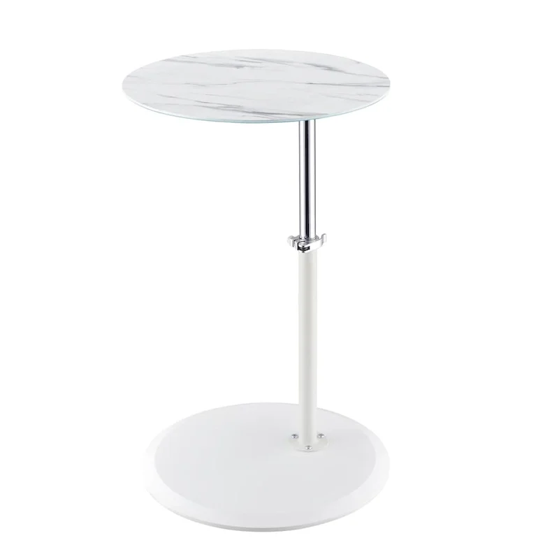 End Table with Height Adjustable Marble Textured Top