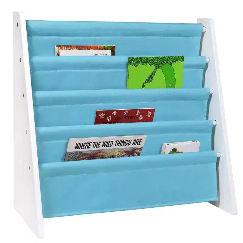 Kids' 4-Tier Bookshelf �C White/Aqua, MDF, Ages 3+