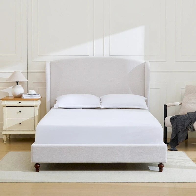Tall 54  Headboard Upholstered Wingback Bed Platform Bed