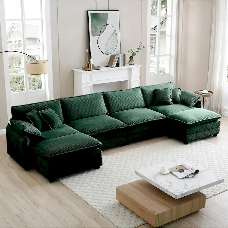 DIY Customization Corduroy Upholstered Armless Modular Sectional Sofa