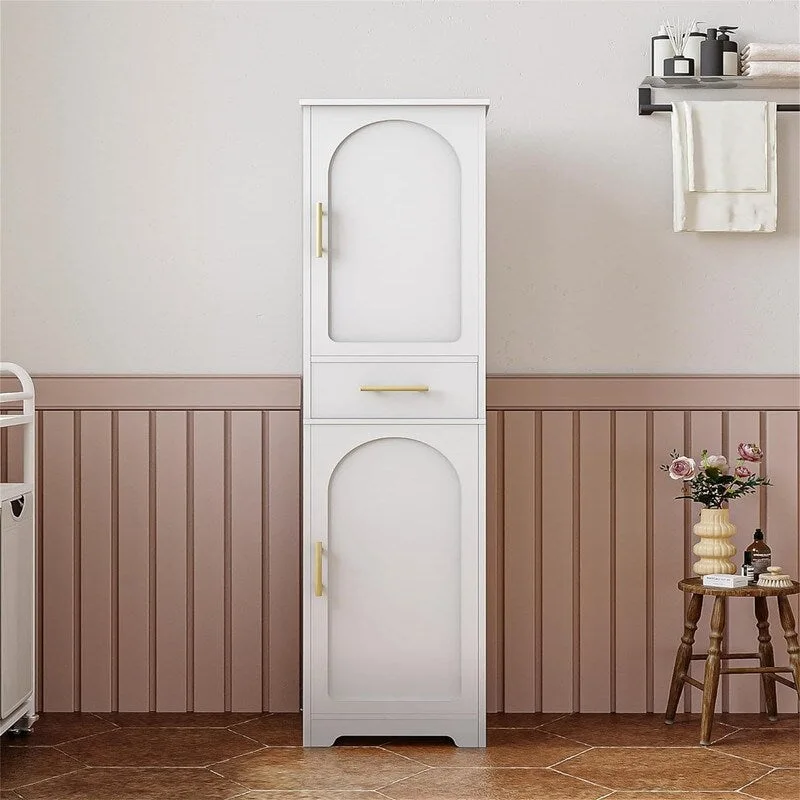 Tall Storage Cabinet Floor Bathroom Cabinet with 2 Doors - 11.81D x 15.75W x 66.93H
