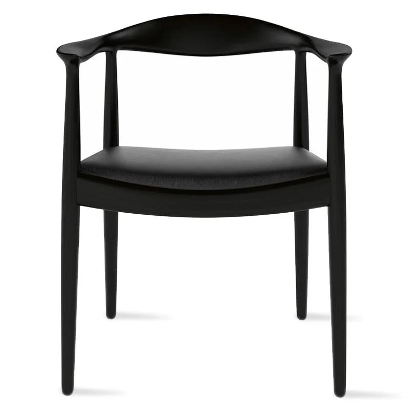 Solid Wood Elbow Chairs Oak and Faux Leather Dining Armchair For Kitchen Bedroom Office