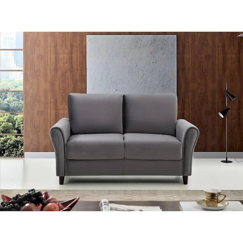 Corel Plush Velvet Loveseat w/ sloped arms