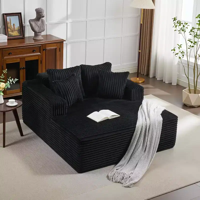 GustoWave Oversized 2 Person Bean Bag Chaise Lounge Bed, Sofa Bed with 4 Pillows for Living Room, Bedroom