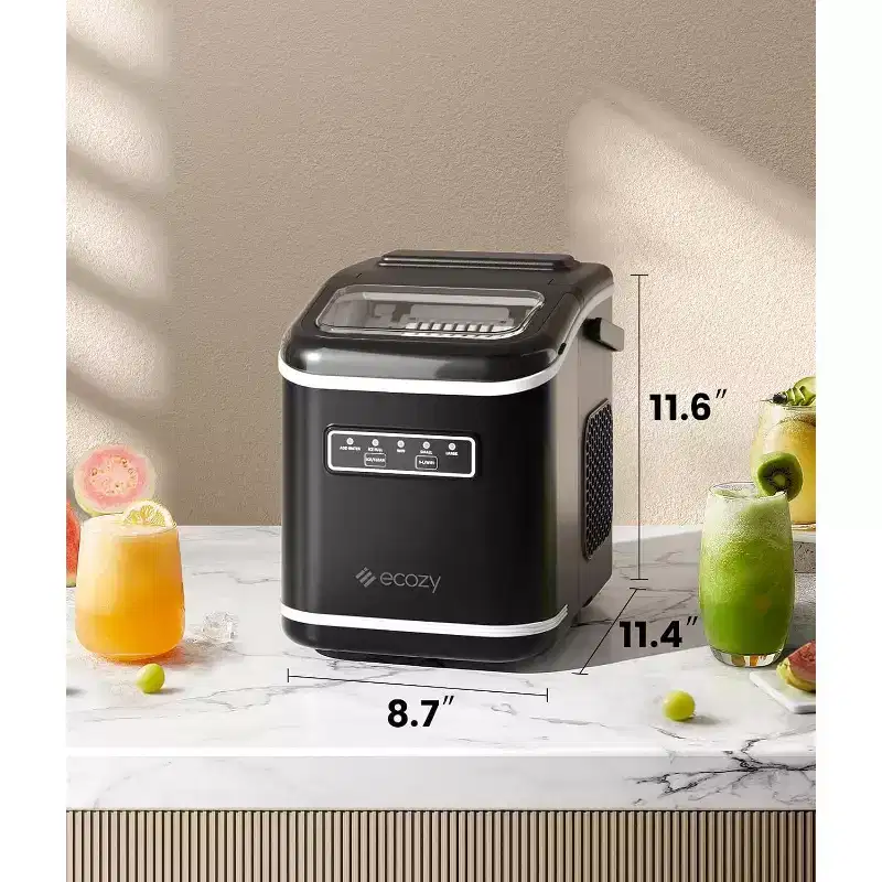 ecozy Smart Bullet Ice Maker with App Control, 26Lbs/24H Self-Cleaning Portable Ice Makers Countertop
