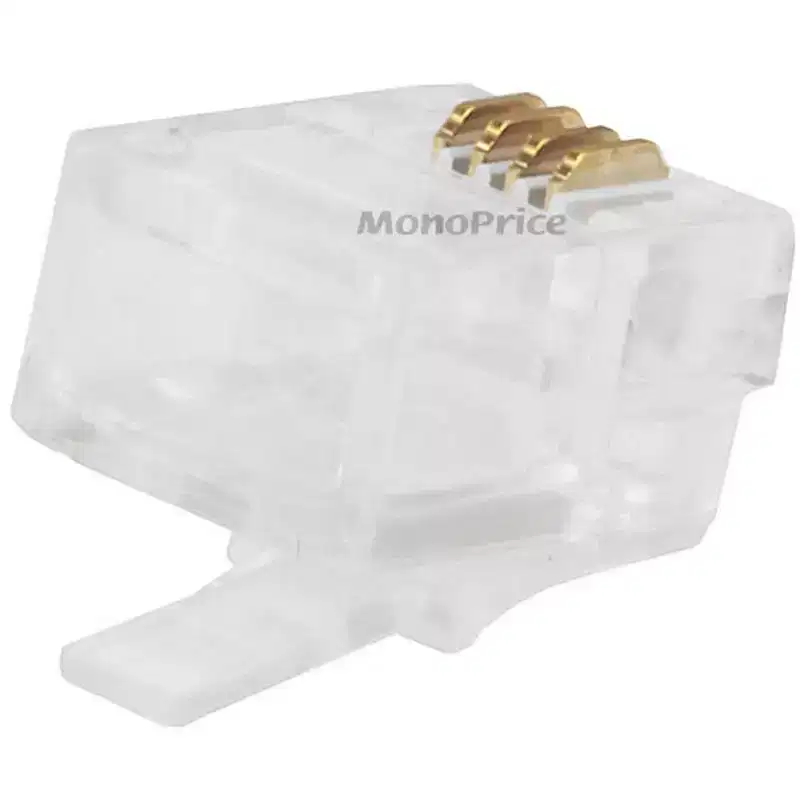 Monoprice 50-pcs RJ11 6P4C Plug for Round Solid Cable