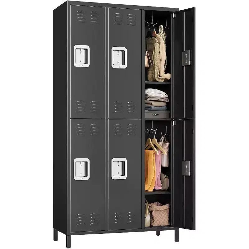 72 Tall Metal Garage Storage Cabinets with Safety Lock,6 Doors Storage Lockers Combination,Metal Lockers for Homes,Gyms,Offices,Warehouses,Garage