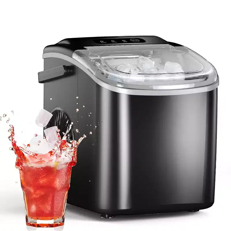ZAFRO Countertop Ice Maker, Portable Self Cleaning Bullet Ice Maker with Handle, 9 Ice Cubes in 8 Minutes, 26Lbs in 24 Hours
