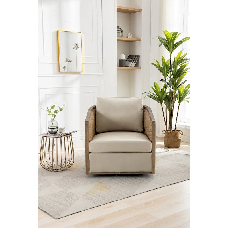 Swivel Barrel Chair, Comfy Round Accent Sofa Chair for Living Room, 360 Degree Swivel Barrel Club Chair, Leisure Arm Chair