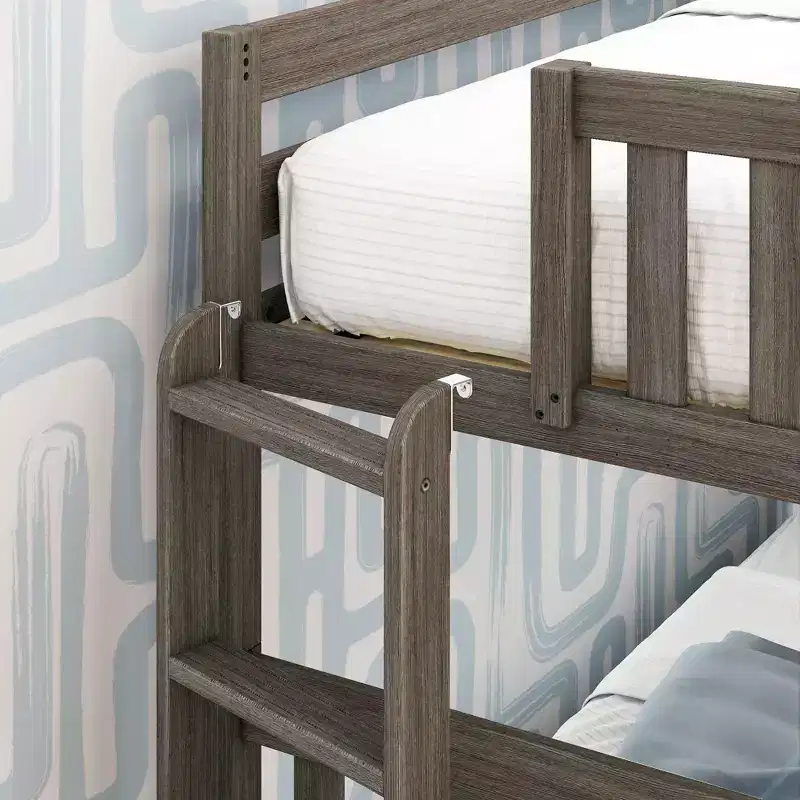 Twin-Over-Twin Bunk Bed with End Ladder & Trundle | Solid Wood | Kids Bedroom