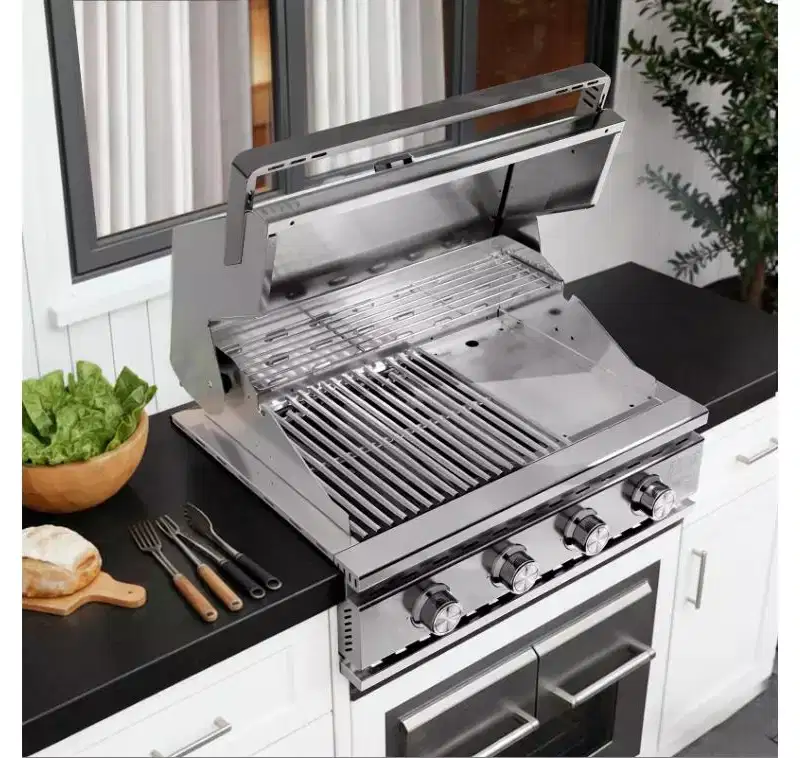 R.W.FLAME 28-Inch Built-In Gas Grill Head, 4-Burner Propane BBQ, 304 Stainless Steel Heavy-Duty Construction, 48000 BTU Outdoor Cooking Grill