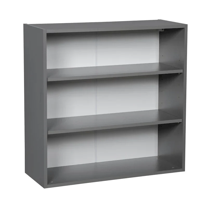 Open 3-Shelf Wall Cabinet with Adjustable Shelves, Grey