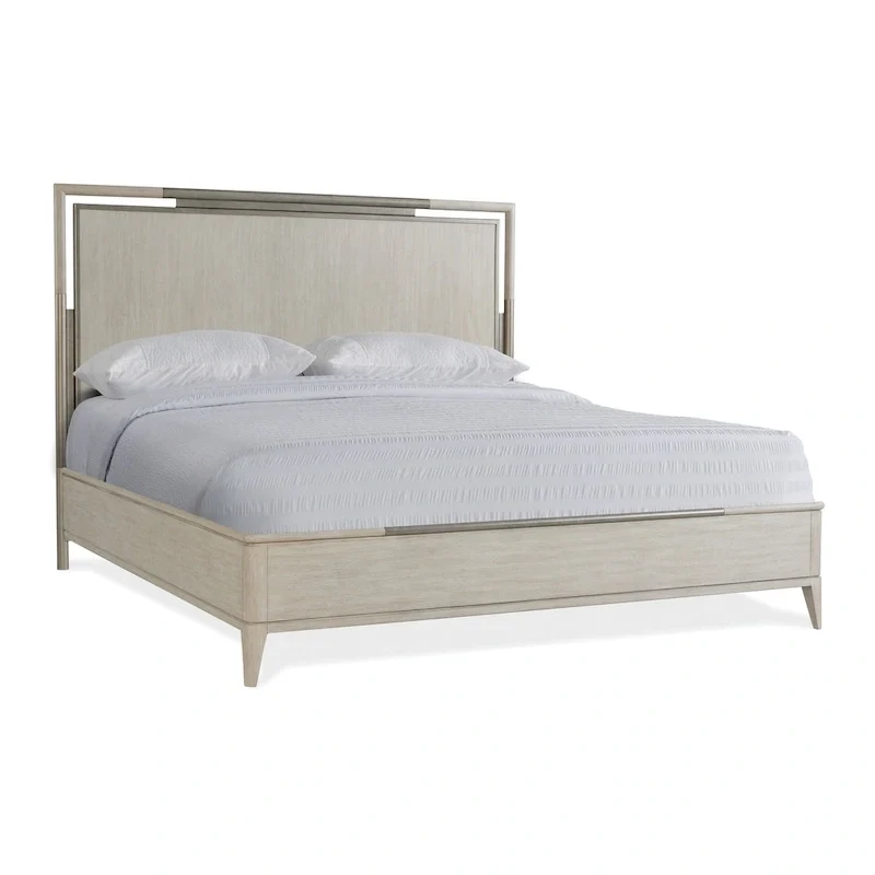 Roundhill Furniture Mantalia Solid Wood Bedroom Set with Metal Frame, Bed, Dresser, Mirror, 2 Nightstands, and Chest, Champagne