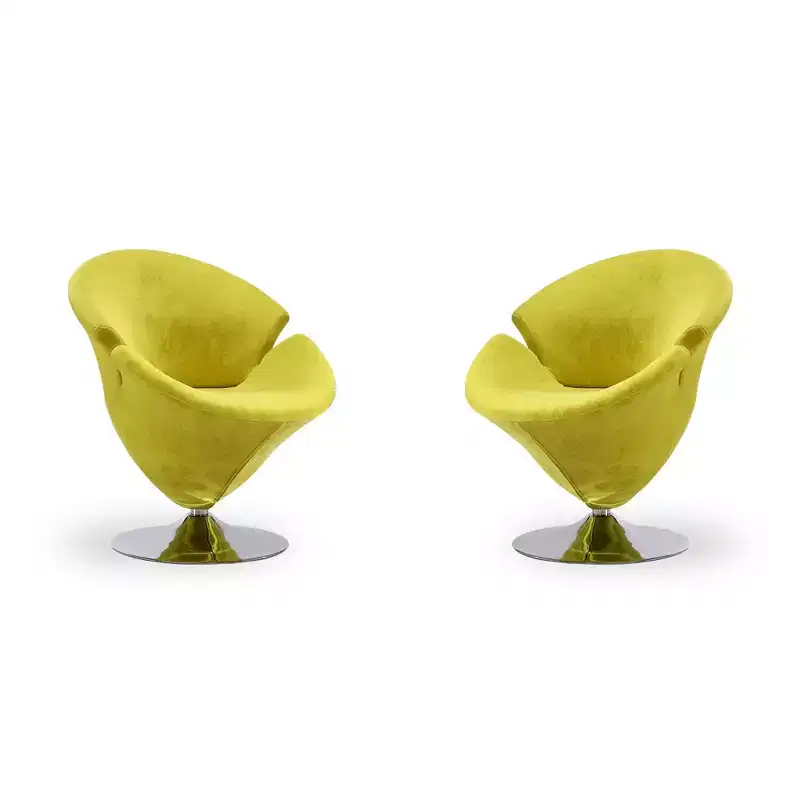 Set of 2 Tulip Velvet Swivel Accent Chairs - Manhattan Comfort
