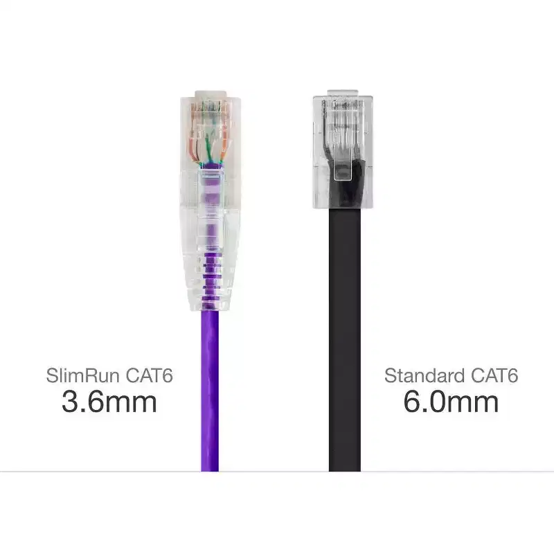 Monoprice Cat6 Ethernet Patch Cable - 0.5ft - Purple, Snagless RJ45 Stranded 550MHz UTP CMR Riser Rated Pure Bare Copper Wire 28AWG - SlimRun Series