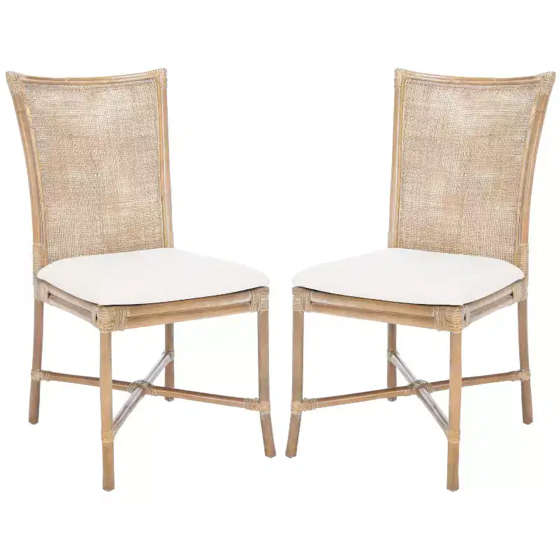 Chiara Rattan Accent Chair W/Cushion (Set of 2) - ACH6512 - White/Grey White Wash - Safavieh