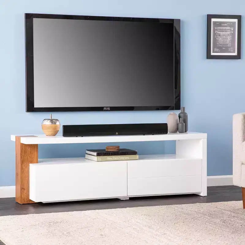 Contemporary Media Stand with Storage - White