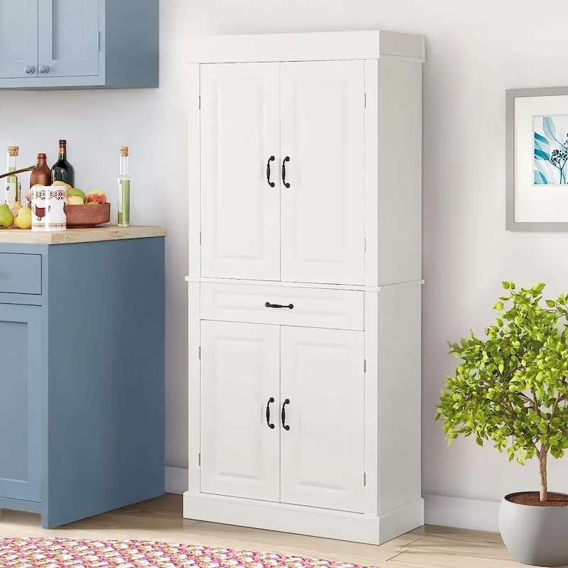 EROMMY 71 Freestanding Kitchen Pantry Cabinet, Tall Storage Cabinet with Drawer and Adjustable Shelves, 2-Door Floor Cupboard