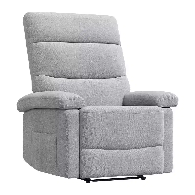 Gray / Gulf Blue Fabric Manual Recliner Chair, Single Seat