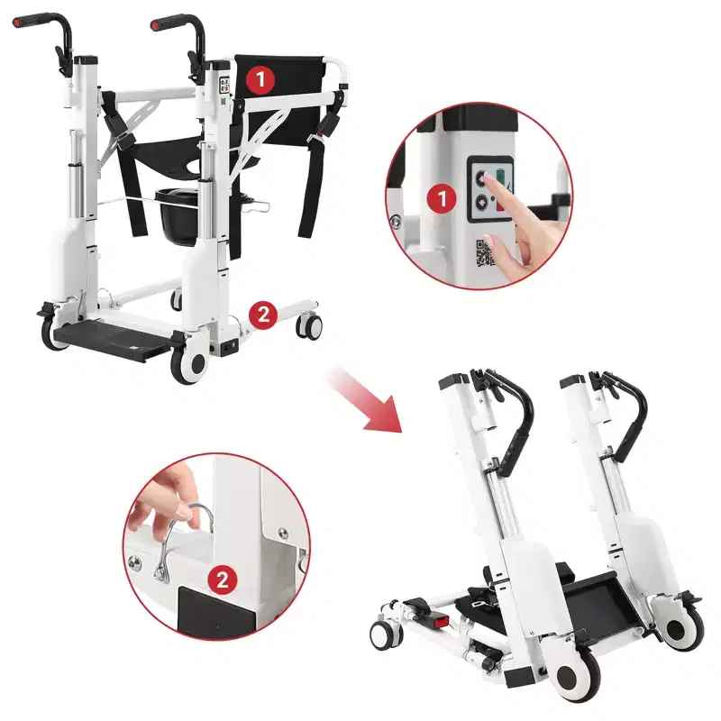 COZONY Electric Hydraulic Lift Chair w/Bedpan, Elderly Transfer & Commode Wheelchair