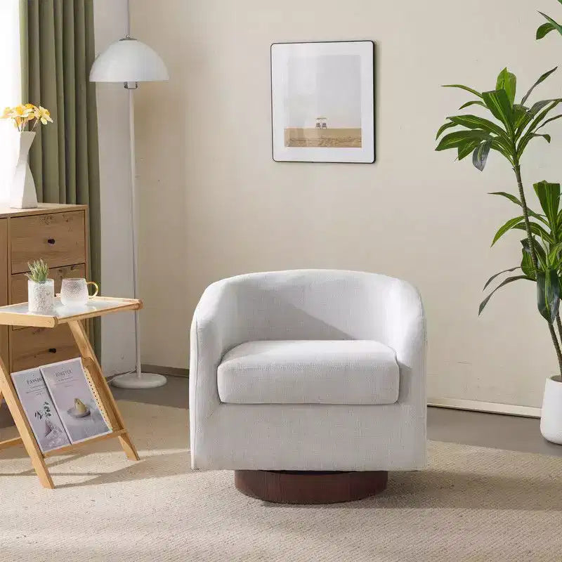Swivel Barrel Accent Chair with Pillow Seat and Back