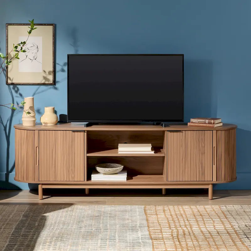 Middlebrook Designs Modern Reeded 70-inch TV Stand with Open Storage