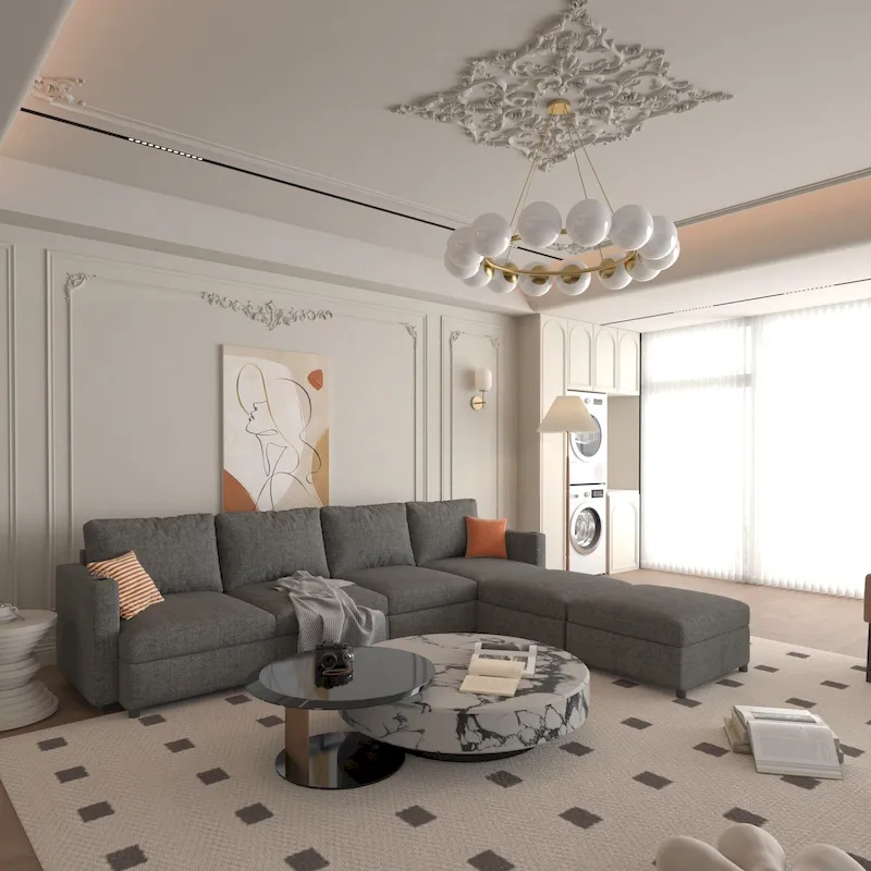 Grey 123 U-Shaped 4-Seater Modular Sectional with Storage Ottomans, Easy to Assemble and Transport