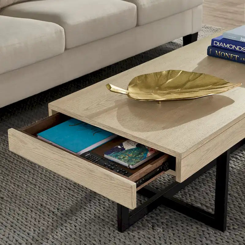 Eldersley Wood Finish Coffee Table with Two Drawers by iNSPIRE Q Modern