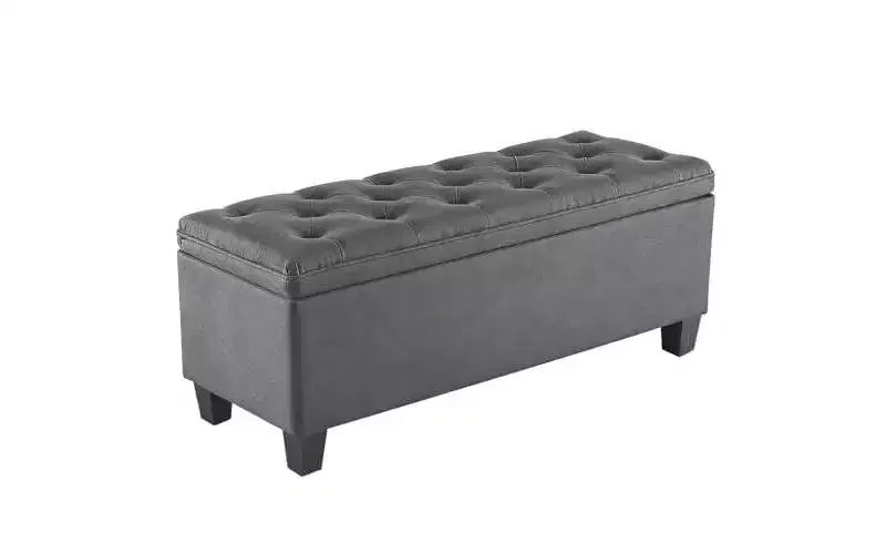 TUYOHW 40L Tufted Storage Ottoman Bench,Soft Linen Fabric & Thickened Cushion End-of-Bed Bench for Bedroom and Living Room,330lbs Capacity