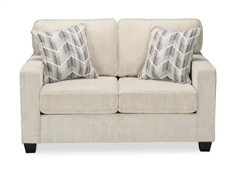 57 Chenille Fabric Loveseat with Reversible Cushions and Accent Pillows