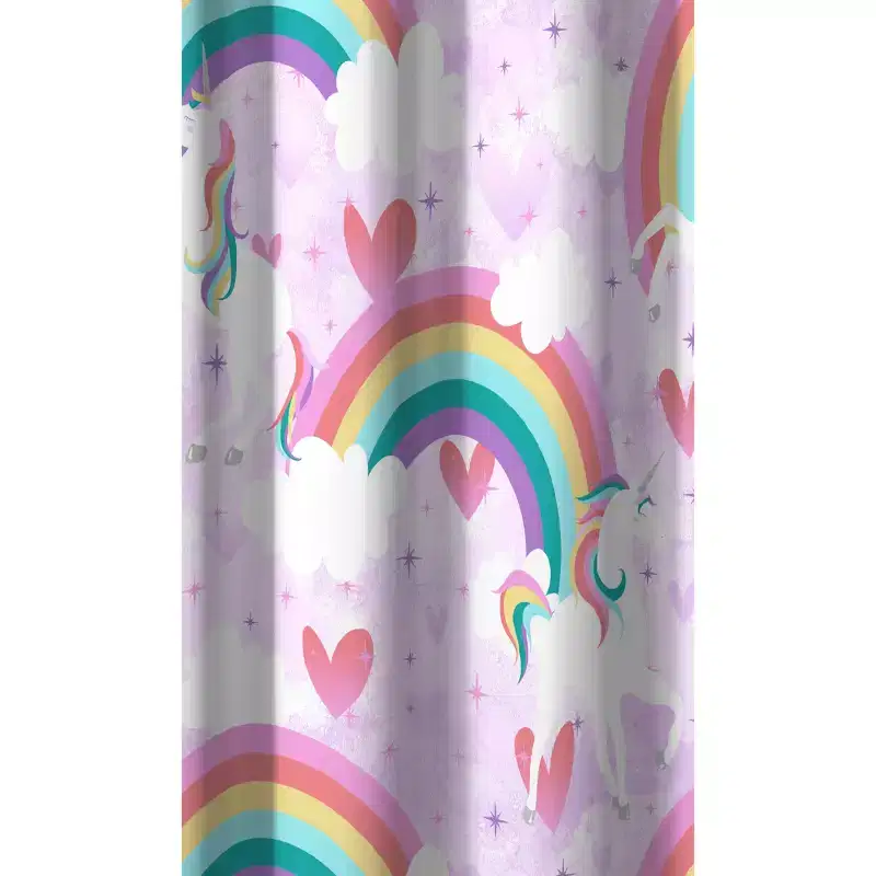 Unicorn Rainbow Kids' Shower Curtain - Dream Factory: Kids Bathroom Decor, Polyester, Easy Care, 72x72, Purple