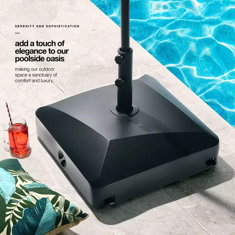 Maple99 Umbrella Base  Fillable, Heavy-Duty & Mobile Patio Umbrella Stand for Deck, Poolside, Garden - 123 lbs Capacity, Black