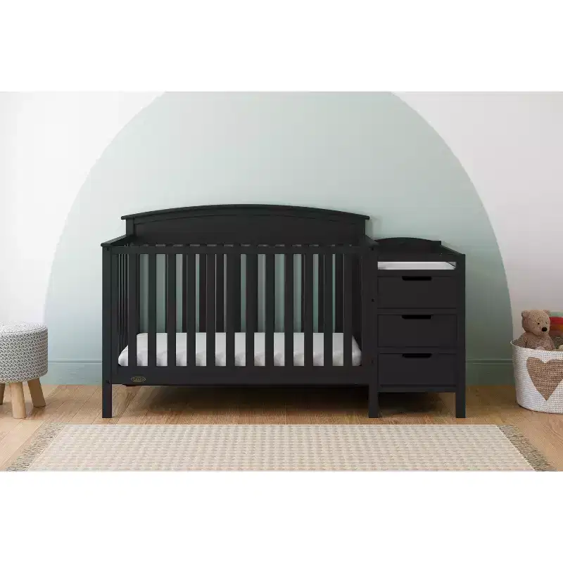 4-in-1 Convertible Crib and Changer with Attached Changing Table