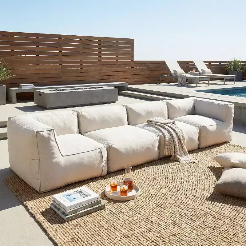 Christopher Knight Home Jocelyn 152.8'' Modern Patio Olefin Bean Bag 4-Seater Sectional Sofa