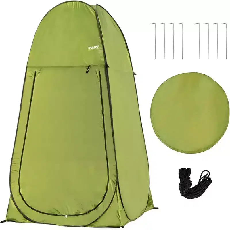 NAYSAYE Camping Shower Tent 7FT Instant Pop Up Privacy Tent Portable Dressing Room for Beach and Camping, Green, 23.62*23.62*1.97