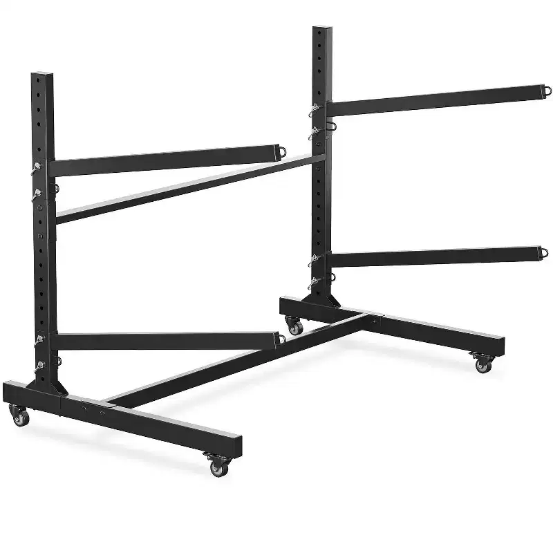 COZONY Heavy-Duty Kayak Storage Rack for 2 Kayaks, 2-Layer Freestanding Rack with Wheels & Hanging Straps
