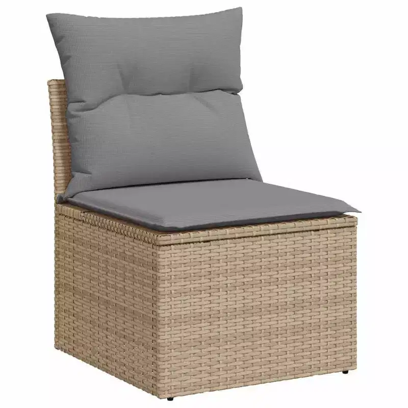 vidaXL Garden Chair Beige PE Rattan, Powder-Coated Steel Single Modular