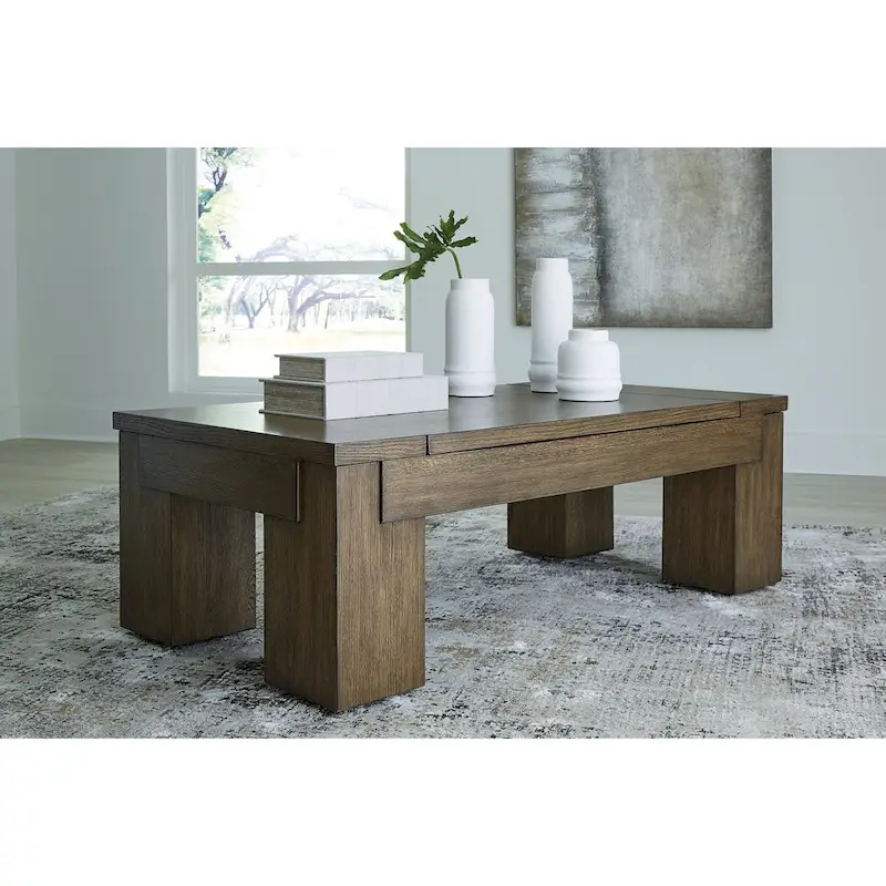 Rosswain Brown Lift-Top Coffee Table - 54W x 28D x 18H